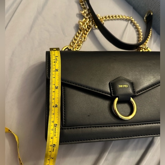 JW PEI Bag - Envelope Chain Crossbody - Black with Gold Hardware - Vegan Leather - Picture 12 of 15
